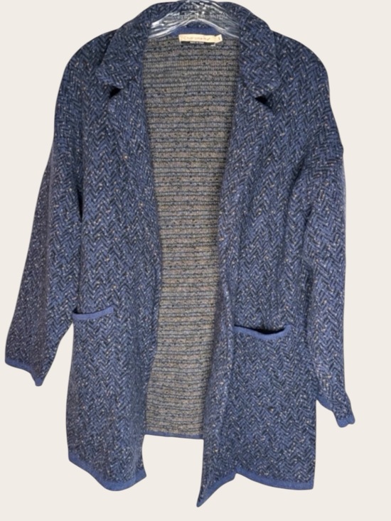 Chiaramente Sweaters - Chiaramente Italy Wool Blend Herringbone Coatigan Cardigan Sweater S